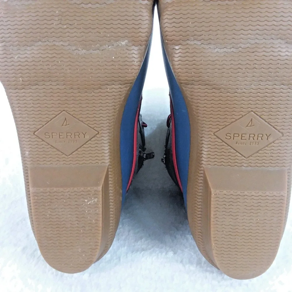 Sperry Syren Gulf Duck Rain Boots Ankle Zip Navy‎ Red Gray Women's 8 Winter Rain